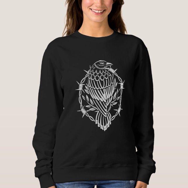 Sudadera Retro Raven Barbed Wire Tattoo 1 (Anverso)