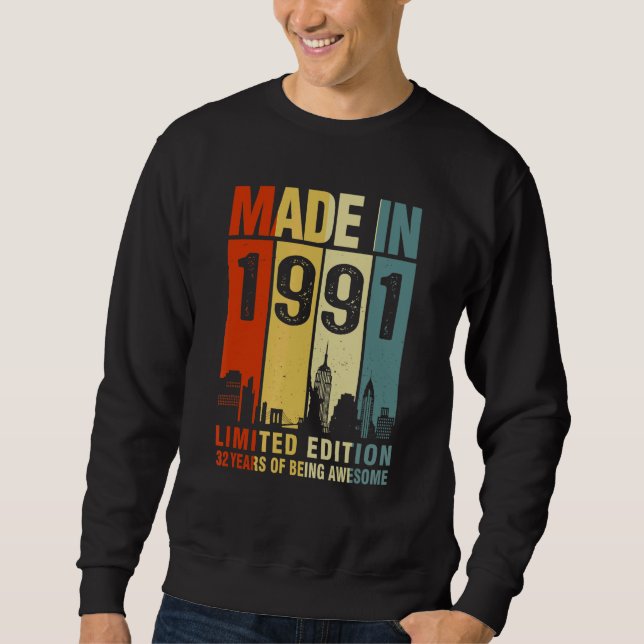 Sudadera Retro Realizado En 1991 32 Años De Ser Increíble (Anverso)