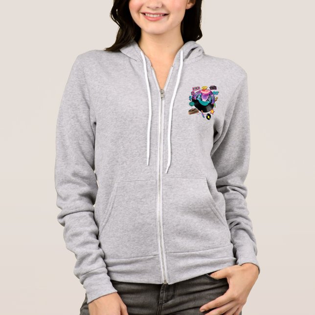 Sudadera Retro Record, With Wolf And 90s Memorabilia (Anverso)