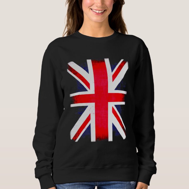 Sudadera Retro Reino Unido Inglaterra Unión Jack Uk Bandera (Anverso)