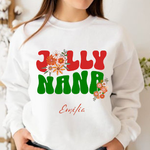 Sudadera Retro Rojo y Verde Jolly Nana Navidades de nombres