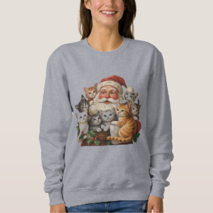 Sudadera Retro Santa Claus y gatitos Navidad invierno 90s