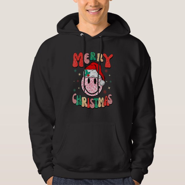 Sudadera Retro Santa Hat Leopard Smile Face Merry Christmas (Anverso)