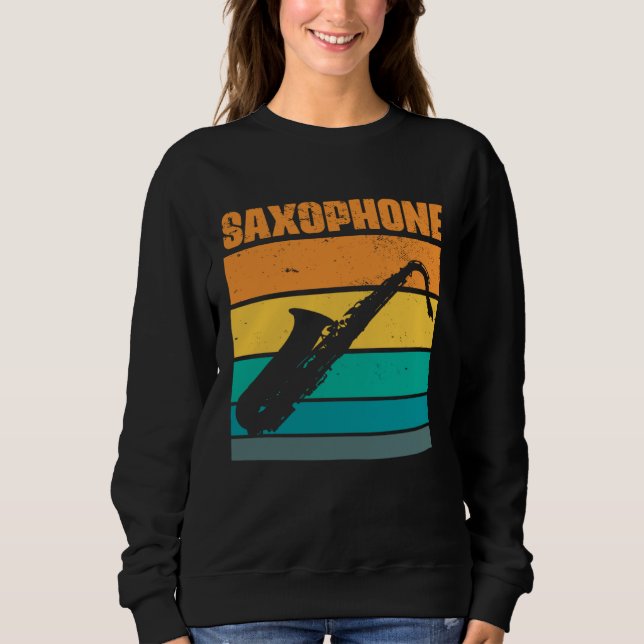 Sudadera Retro Saxophone Vintage Musical Instrument Saxopho (Anverso)
