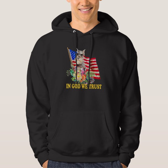Sudadera Retro Schnauzer Us Flag In God We Trust July 4th U (Anverso)