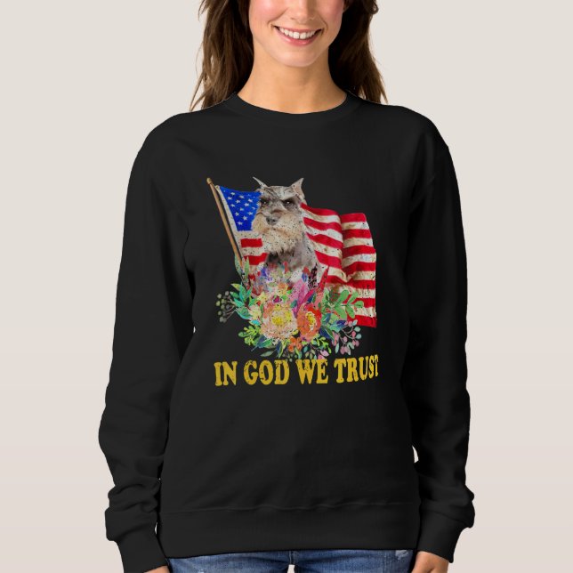 Sudadera Retro Schnauzer Us Flag In God We Trust July 4th U (Anverso)