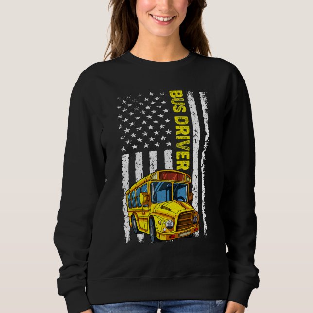 Sudadera Retro School Bus Driver   Patriotic American Flag (Anverso)