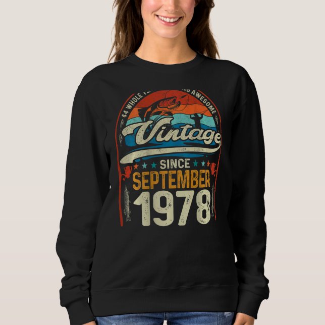 Sudadera Retro Septiembre 1978 44 años Pescadores 44º Bir (Anverso)