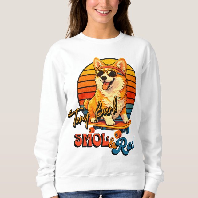 Sudadera Retro Skate Corgi – Tony Bark™ – Smol & Rad  (Anverso)