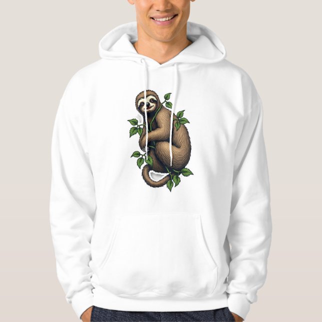Sudadera Retro Sloth Line Art Vintage Tee (4) (Anverso)