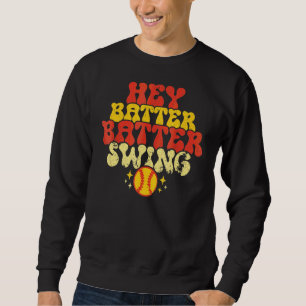 Sudadera Retro Softball Mom Hey Batter Swing Softba