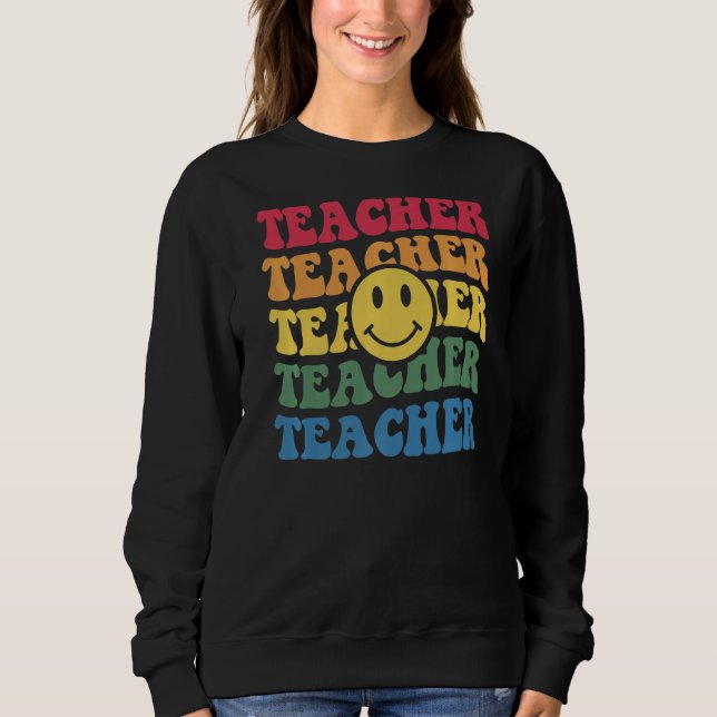 Sudadera Retro sonrisa Face Teacher Elemental Inspirador (Anverso)