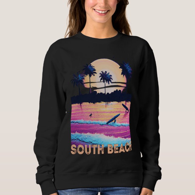Sudadera Retro South Beach Florida Souvenir Surf (Anverso)