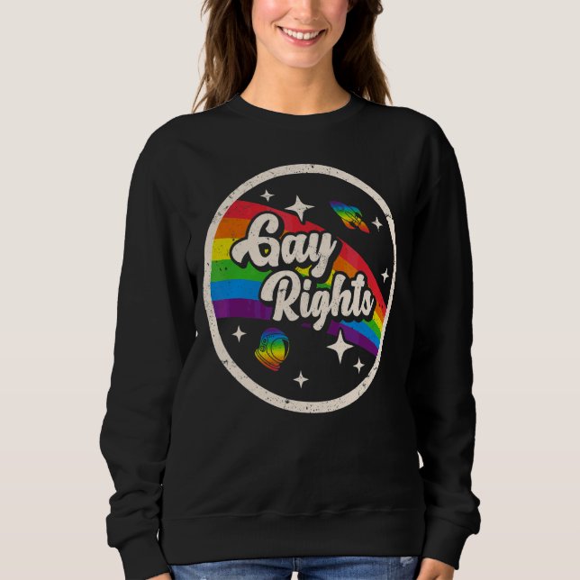 Sudadera Retro Space Gay Rights Lgbt Rainbow Astronauta Vin (Anverso)