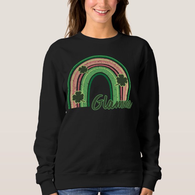 Sudadera Retro St Patrick s day Glamma  Rainbow Shamrock Pa (Anverso)
