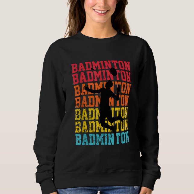 Sudadera Retro Style Badminton Player Shuttlecock Birdie (Anverso)