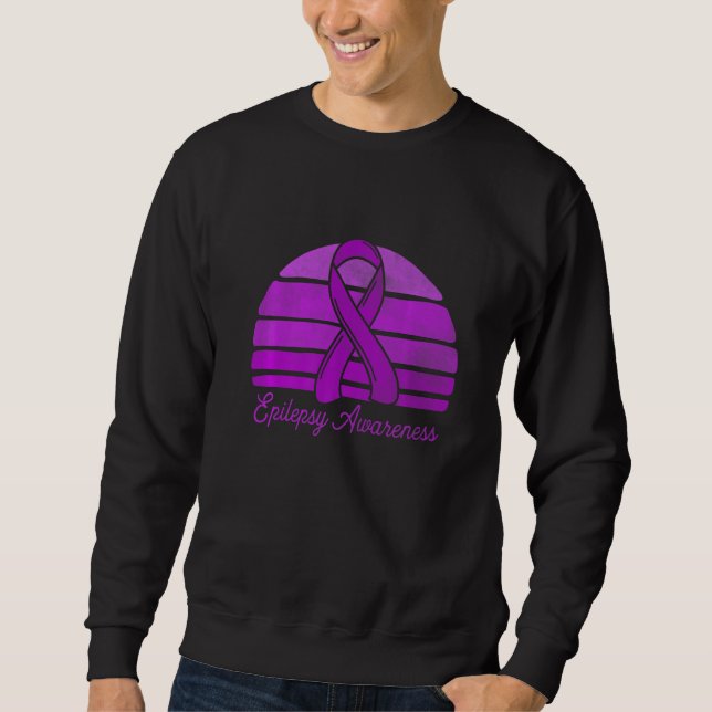 Sudadera Retro Style Purple Ribbon Epilepsy Awareness Vinta (Anverso)