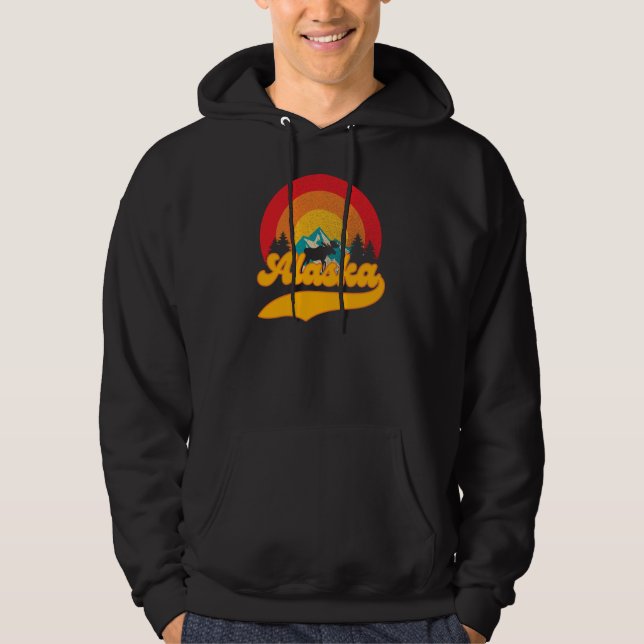 Sudadera Retro Sunset Alaska Juneau Moose 0Montañas salvaje (Anverso)