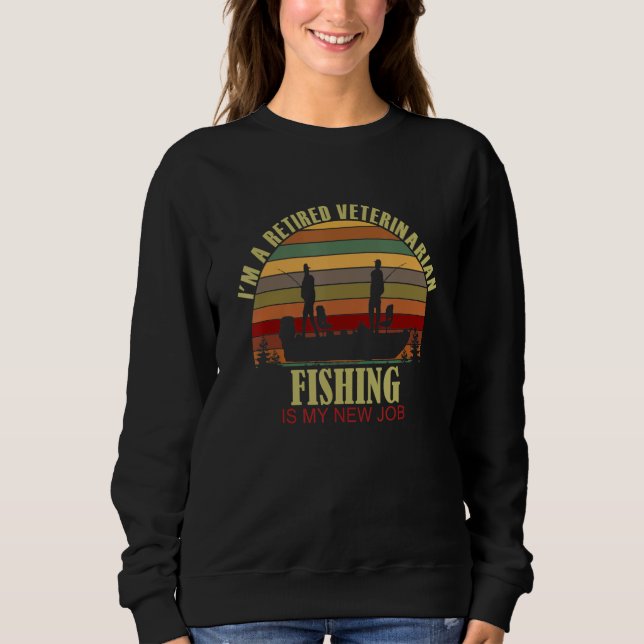 Sudadera Retro Sunset Boat Retired VETERINARIAN New Job Fis (Anverso)