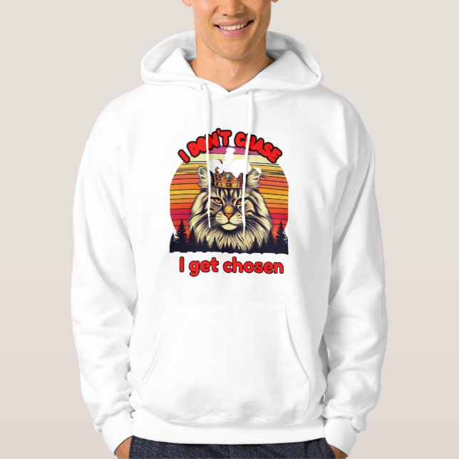 Sudadera Retro sunset cat with crown: I don't chase, I'm ch (Anverso)