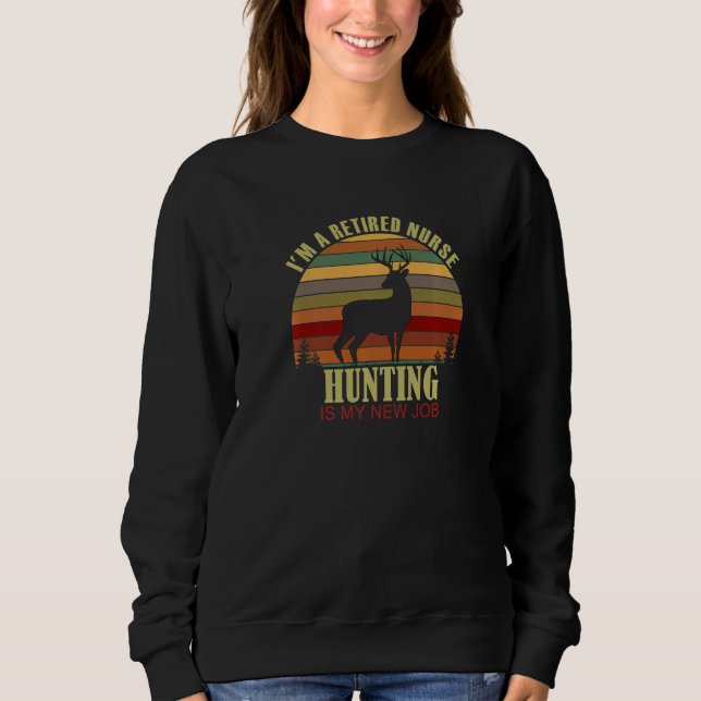Sudadera Retro Sunset Deer Retired NURSE New Job Hunting Pr (Anverso)