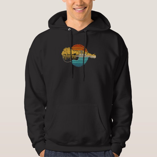 Sudadera Retro Sunset Disc Golf Guitar Gifts For Disc Golf  (Anverso)