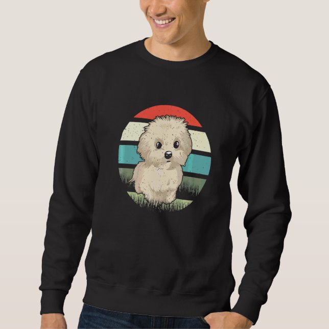 Sudadera Retro Sunset Lover Puppy Perro Maltés (Anverso)