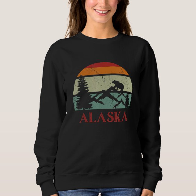 Sudadera Retro Sunset Mountains and Grizzly Bear Alaska Sou (Anverso)