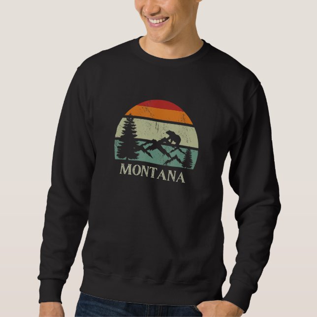 Sudadera Retro Sunset Mountains and Grizzly Bear Montana So (Anverso)
