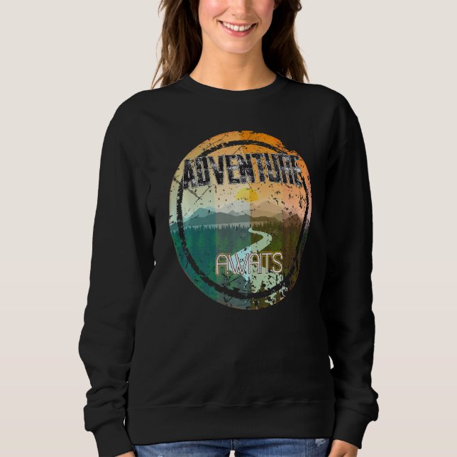 Sudadera Retro Sunset Natural Lake Mountain Adventure (Anverso)