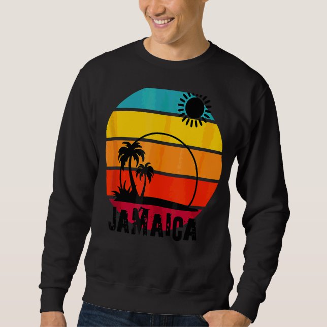 Sudadera Retro Sunset Palm Trees Beach Cruise Summer Jamaic (Anverso)