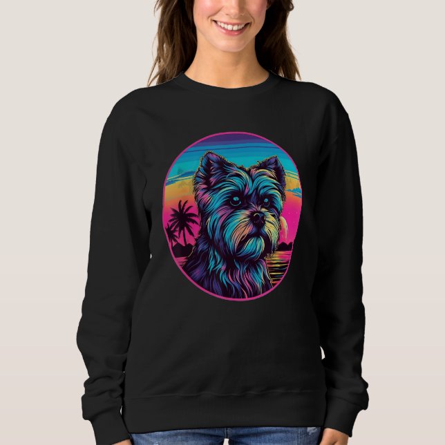 Sudadera Retro Sunset Yorkie Dog (Anverso)