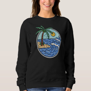 Sudadera Retro Surf Palm Tree Beach Big Wave Vintage Surfer
