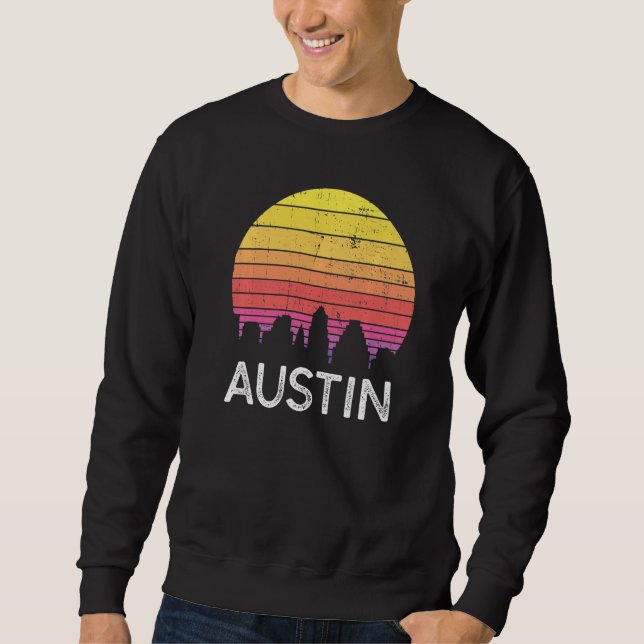 Sudadera Retro Texas Austin Skyline Vintage Urban Buildings (Anverso)