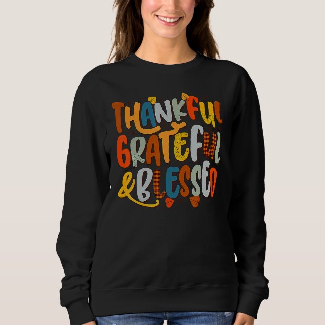 Sudadera Retro Thankful Grateful Blessed Fall Colors Thanks (Anverso)