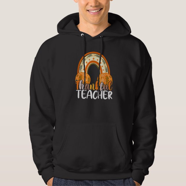 Sudadera Retro Thanksgiving Teacher Thankful Teacher Rainbo (Anverso)