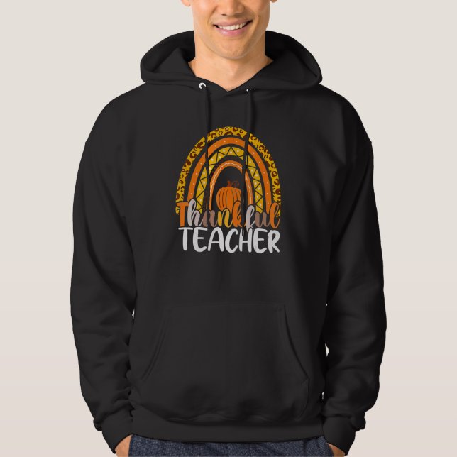 Sudadera Retro Thanksgiving Teacher Thankful Teacher Rainbo (Anverso)