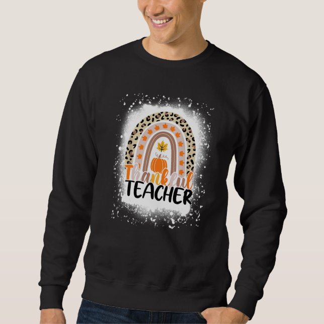 Sudadera Retro Thanksgiving Teacher Thankful Teacher Rainbo (Anverso)