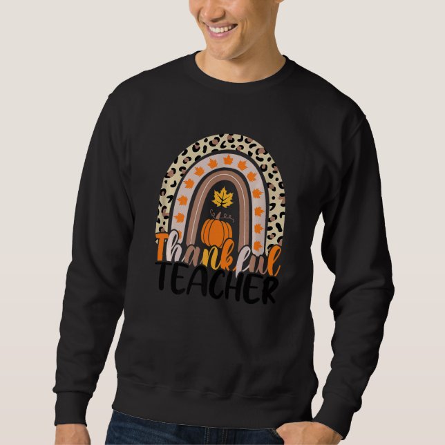 Sudadera Retro Thanksgiving Teacher Thankful Teacher Rainbo (Anverso)