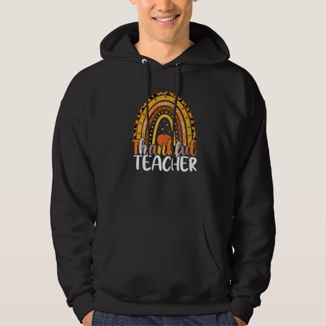 Sudadera Retro Thanksgiving Teacher Thankful Teacher Rainbo (Anverso)