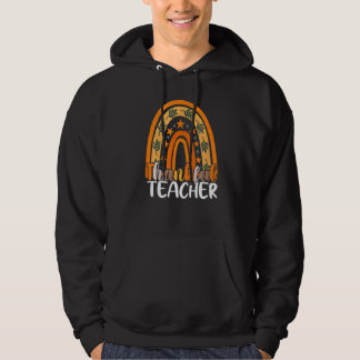 Sudadera Retro Thanksgiving Teacher Thankful Teacher Rainbo