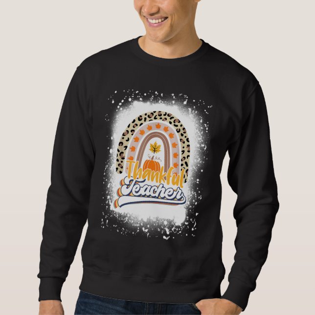 Sudadera Retro Thanksgiving Teacher Thankful Teacher Rainbo (Anverso)