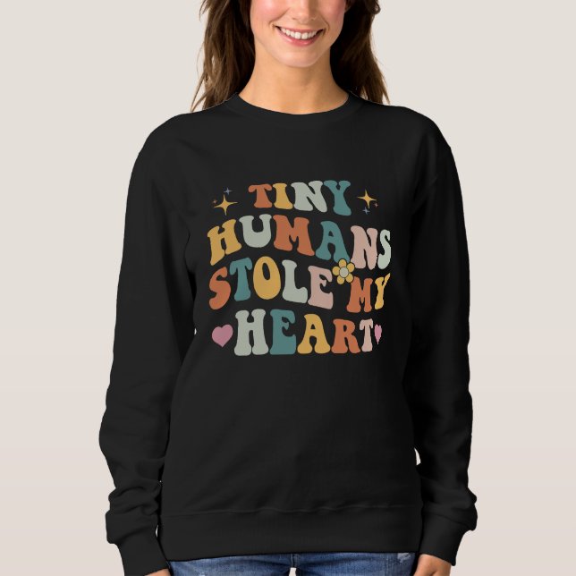 Sudadera Retro Tiny Humans Stole My Heart Valentine's Day N (Anverso)