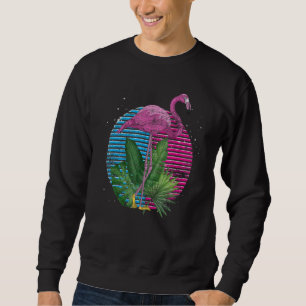 Sudadera Retro Trópico Animal Lover Exótico Pájaro Rosado F