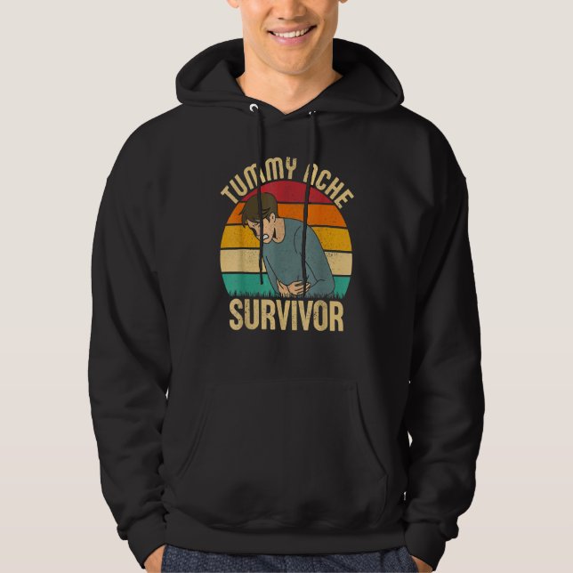 Sudadera Retro Tummy Ache Survivor Stomachache  Men Women (Anverso)