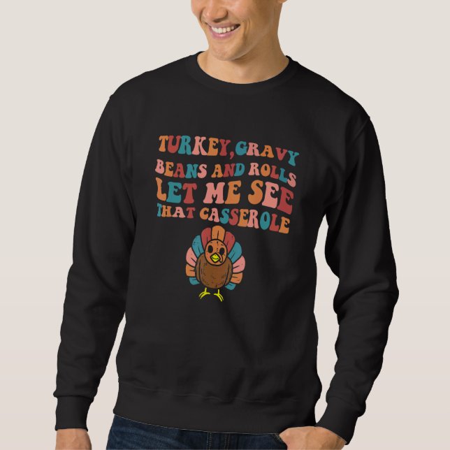 Sudadera Retro Turkey Gravy Beans And Rolls Cute Thanksgivi (Anverso)