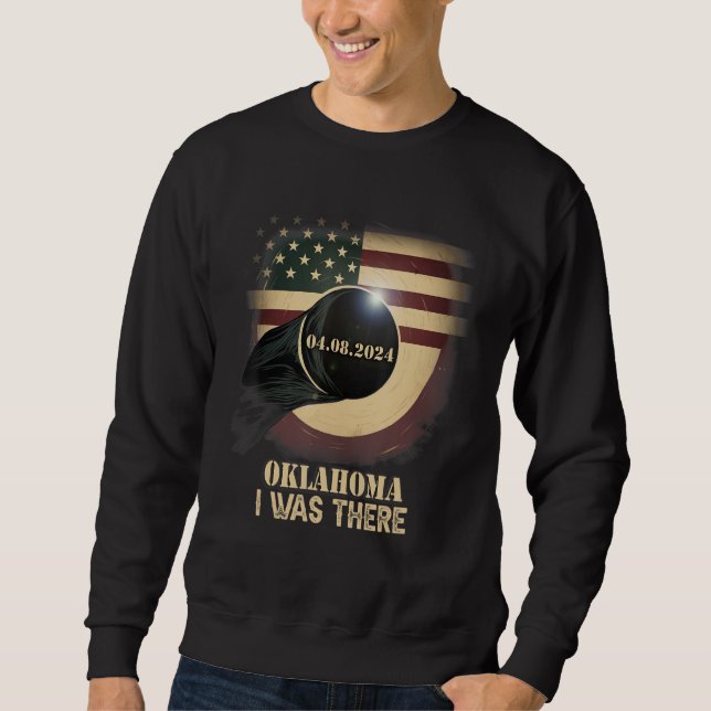 Sudadera Retro US Flag Total Solar Eclipse 2024 Oklahoma (Anverso)