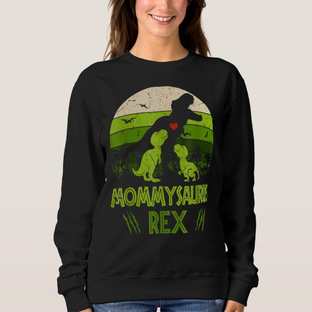 Sudadera Retro Vintage 2 niños Mommysaurus Dinosaur (Anverso)
