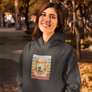Sudadera Retro Vintage Atardecer Golden Retriever Mamá Papá