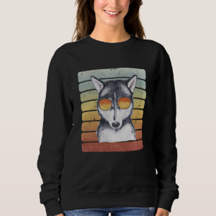 Sudadera Retro Vintage Atardecer Mamá Papá Husky Siberiano